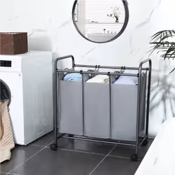 Songmics LSF003GS panier à linge 132 L Rectangulaire Nylon, Polyester, Acier Gris