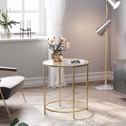 Vasagle LGT20G Table à café, latérale et de salon Table basse Forme arrondie 4 pieds
