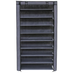 Songmics - Armoire étagères à chaussures xxl 10 couches 45 paires de chaussures avec housse 88 x 28 x 160cm Gris RXJ36G