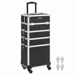 SONGMICS Coffre à Maquillage Valise à Maquillage 4 en 1 Mallette de Maquillage Verrouillable avec roulettes Noir JHZ11BK