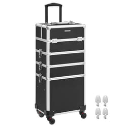SONGMICS Coffre à Maquillage Valise à Maquillage 4 en 1 Mallette de Maquillage Verrouillable avec roulettes Noir JHZ11BK
