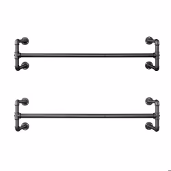 SONGMICS Portemanteaux muraux lot de 2 Barres de suspension pour vêtements imitation tuyau 112 x 30 x 293 cm charge 60kg