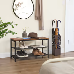 Vasagle ULBS74X Etagère modulable Autonome Tableau à particules, Acier Noir, Marron