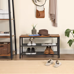 Vasagle ULBS74X Etagère modulable Autonome Tableau à particules, Acier Noir, Marron