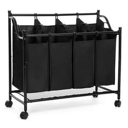 Songmics LSF005 panier à linge 140 L Rectangulaire Fer, Polyester Noir