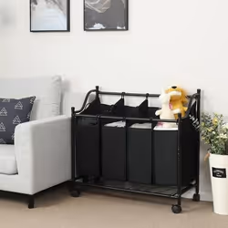 Songmics LSF005 panier à linge 140 L Rectangulaire Fer, Polyester Noir - Vue supplémentaire 4