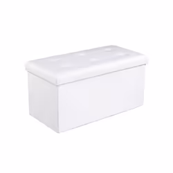 Songmics LSF106, Pouffe/ottomane, Rectangle, Blanc, Simili-cuir, Panneaux MDF, Polyuréthane (PU), Bois, Adultes et enfants