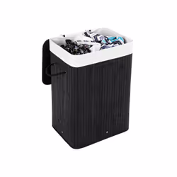 Songmics LCB10B panier à linge 72 L Rectangulaire Bambou Noir