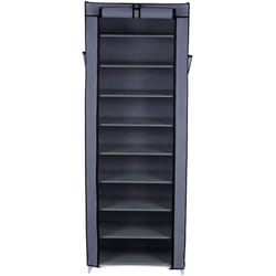 Songmics - Armoire étagères à chaussures 10 couches avec housse 27 paires de chaussures Rangement Pratique en toile avec zip 58 x 28 x 160cm Gris