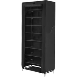 Songmics - Armoire étagères à chaussures 10 couches avec housse 27 paires de chaussures Rangement Pratique en toile avec zip 58 x 28 x 160cm Noir