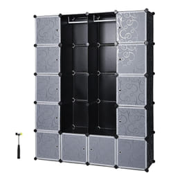 Songmics - Armoire Penderie Cubes/étagère de rangement modulables plastiques imprimé cadre en métal noir et blanc LPC30H