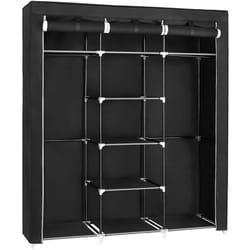 Songmics - calicosy - Armoire de Rangement Pliable en Tissu Noir avec Penderie - L150 cm