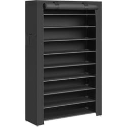 Songmics - Armoire étagères à chaussures xxl 10 couches 45 paires de chaussures avec housse 88 x 28 x 160cm Noir RXJ36H
