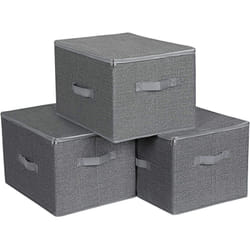 Songmics - calicosy - Boîtes de rangement grises pliables avec poignées et couvercle - L40 x H25 cm