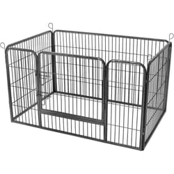 FEANDREA Enclos et parc pour chien en métal, Hauteur 70cm, avec Porte, Gris