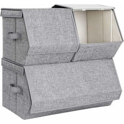 Songmics - Boîtes de Rangement, Lot de 3, Coffre de Rangement, Organiseur de Jouets, Empilable, avec Couvercle, Cadre métallique, Fermeture