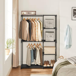 Songmics - Armoire de Rangement, Penderie Pliable, Dressing, Armoire Métallique, avec Barres de Suspension, Porte-vêtements, Organisateur, pour
