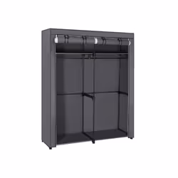 Songmics Penderie tissu noir, Gris, Armoire, 2 étagères, Métal, Plastique, 10 kg, Adultes