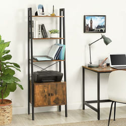 Songmics - vasagle Étagère Échelle, Bibliothèque, Étagère de Rangement avec Placard, 4 Niveaux, Cadre en Acier Stable, Salon, Chambre, Bureau, 56 x