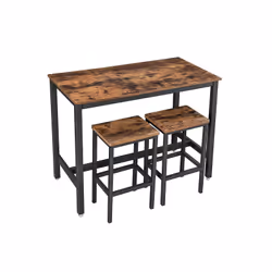 Vasagle LBT15X, Forme rectangulaire, Bois, Bois, Noir, Acier, 120 cm