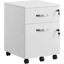 Songmics - vasagle Caisson de Bureau à Roulettes, Verrouillable, avec 2 Tiroirs, 5 Roulettes, Barre de Suspension Réglables, pour Dossiers Suspendus