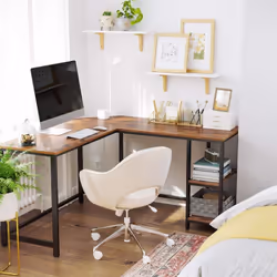 Un style authentique : Avec un mélange de métal rigide et de panneau marron rustique, ce bureau d’angle apporte une note d’or ...