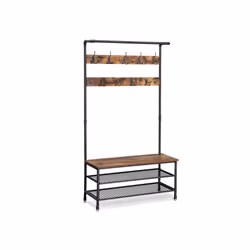 Vasagle UHSR47BX, Armoire de rangement, Colonne, 3 étagères, Noir, Marron, Tableau à particules, 20 kg