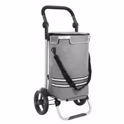 SONGMICS Chariot de Courses Pliable avec Compartiment Isotherme Polyvalent Sac Amovible roulettes Gris KST02GY