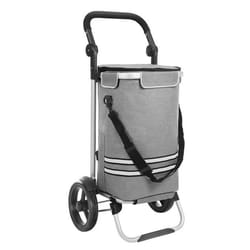 SONGMICS Chariot de Courses Pliable avec Compartiment Isotherme Polyvalent Sac Amovible roulettes Gris KST02GY