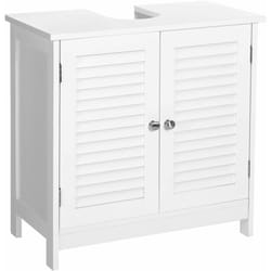 Vasagle - Meuble sous vasque, Placard de Rangement, 60 x 30 x 60 cm, avec 2 Portes persiennes, Planche réglable, poignées, Style Nordique scandinave,