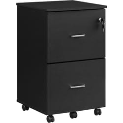 Vasagle - Caisson de Bureau Mobile, avec Serrure, 2 Tiroirs, Système de Blocage des roulettes, Rails de Suspension Réglables, Noir par songmics