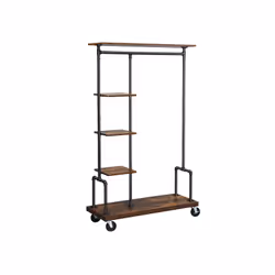 Vasagle HSR66BX, Colonne, Acier, Noir, Bois, Bois, Adultes