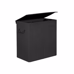 Songmics Panier à linge façon lin noir, 142 L, Rectangulaire, Coton, Tissu, Lin, Panneaux MDF, Noir, Noir, 360 mm