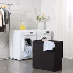 Songmics Panier à linge façon lin noir