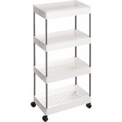 Songmics - Desserte à roulettes, Chariot de Rangement, Étagère Roulante, 4 Niveaux, Gain de Place, pour Salle de Bain, Cuisine, Bureau, 40 x 22 x 86