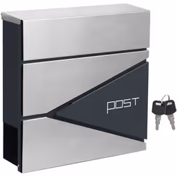 SONGMICS Boîte aux Lettres Murale avec Porte-journaux Clés - Acier Inoxydable Design Moderne - Gris Anthracite et Argenté GMB ...