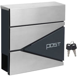 SONGMICS Boîte aux Lettres Murale avec Porte-journaux Clés - Acier Inoxydable Design Moderne - Gris Anthracite et Argenté GMB51AS
