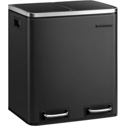 Songmics - Poubelle Cuisine, 2 x 15L, Poubelle Tri, avec Pédale, 2 Compartiments, Seaux Intérieurs, Couvercles en Douceur, pour Petites Familles, En