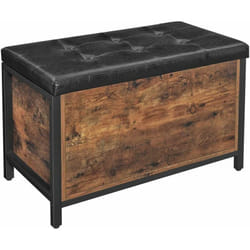 Songmics - vasagle Banc de Rangement, Siège rembourré, Bout de lit, pour Couloir, Chambre, Salon, en métal, Montage Facile, Style Industriel, pu