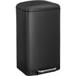 Songmics - Poubelle de Cuisine, 30L, Poubelle en Acier avec Pédale, Couvercle et Seau Intérieur, Fermeture en Douceur, Noir