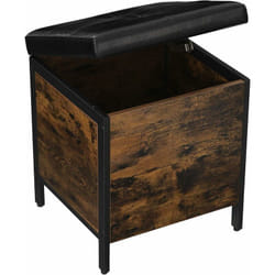 Vasagle - Tabouret, Banc avec Coffre de Rangement, Siège rembourré, pour entrée, Chambre, Salon, Cadre en Acier, Montage Simple, Surface en pu, Style