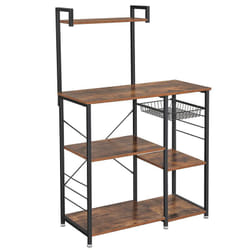 Vasagle UKKS35X grille de boulanger Fer, Bois Noir, Marron