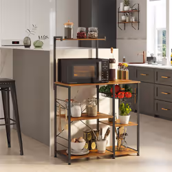 Vasagle UKKS35X grille de boulanger Fer, Bois Noir, Marron