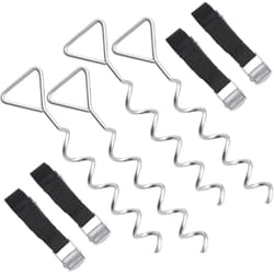 Songmics - Set d'ancrage pour Trampoline, Lot de 4, Ancrage au Sol, Piquets d'ancrage Spiralés, 4 Sardines et 4 Sangles, Chevilles, Accessoire de