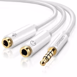 Ugreen 10789, 3,5mm, Mâle, 2 x 3.5mm, Femelle, 0,15 m, Blanc