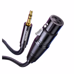 Ugreen 20763, XLR, Femelle, 3,5mm, Mâle, 1 m, Noir
