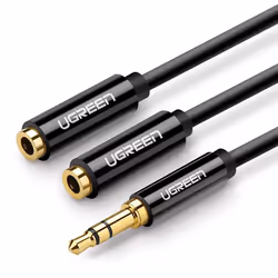 Adaptateur audio - Ugreen - 20816 - Jack 35 mm - 1xMâle vers 2xFemelle - 25cm - Noir