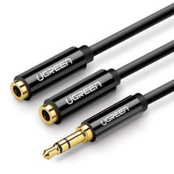 Adaptateur audio - Ugreen - 20816 - Jack 35 mm - 1xMâle vers 2xFemelle - 25cm - Noir