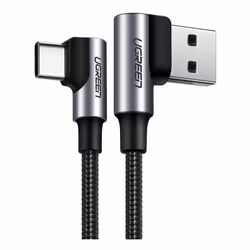 Code produit : 1022946 Le câble de marque Ugreen avec connecteurs USB/USB-C a des fiches pliées à un angle de 90 degrés. Cett ...