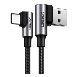 Câble tressé coudé USB - USB-C Quick Charge 3.0 2m, gris